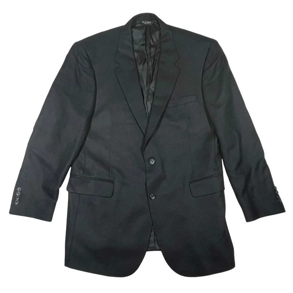 Jos A Bank Signature Collection Silk Camelhair Blazer Mens 44L Black Herringbone
